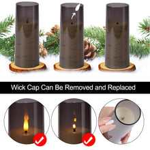Load image into Gallery viewer, IMAGE Flickering Flameless Candles Battery Operated, Acrylic Shell Pillar 3D Wick LED Candles with 11-Key Remote Control Timer for Wedding Christmas Home Decor Set of 5