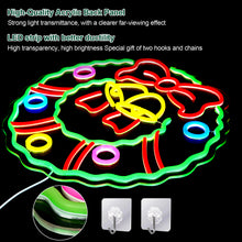 Load image into Gallery viewer, Christmas Wreath LED Neon Sign—Festive Decoration, 5 Brightness Levels, USB Powered, Energy Efficient, Ideal for Living Room, Bedroom, Christmas Party Decor