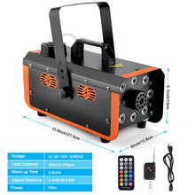 Load image into Gallery viewer, HAKUTA 500W Smoke Machine Light Rain and Splash Proof Fog Machine, with 2300 CFM Output of Fog & 2 Remotes, 8 LED Lights with 4 Light Effects for Outdoor Music Festival Pool Party Wedding DJ Stage