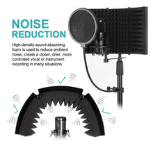 Load image into Gallery viewer, AGPtEK Absorbing Foam Reflector Folding Panel, Foldable Adjustable & Durable, Recording Studio Microphone Isolation Shield Used for Stand Mount or Table Top (Black)