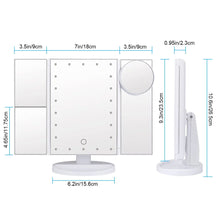 Load image into Gallery viewer, Vanity Makeup Mirror Trifold 22 LED Lighted Touch Screen 1x 2x 3x 10x Magnifying