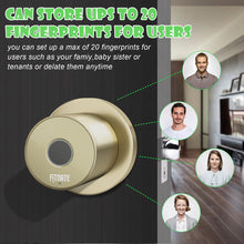 Load image into Gallery viewer, Fingerprint Door Knob, FITNATE Smart Biometric Door Lock Fingerprint Door knob with App Control, User management Management, Touch to Open Knob for Bedroom,Home,Hotel,Office, Bronze Golden