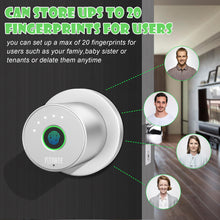 Load image into Gallery viewer, Smart Biometric Door Lock Fingerprint Door knob with App Control for Bedroom,Home,Hotel,Office, Silver