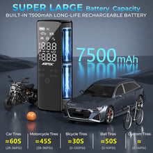 Load image into Gallery viewer, AGPtEK Tire Inflator Portable Air Compressor-150PSI & 7500mAh& 12V DC Tire Pressure Gauge Electric Air Pump,LCD Display with LED Light for Cars, Bikes & Motorcycle Tires, Balls