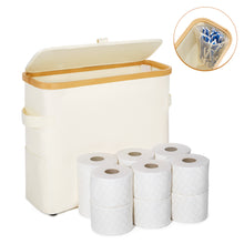 Load image into Gallery viewer, Vicyak Toilet Paper Organizer Basket, Toilet Paper Storage Can 12 Regular Rolls or 9 Mega Rolls, Paper Basket with Lid and Handle, Toilet Paper Holder Basket with Pulley, Toilet Paper Basket, Size L