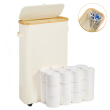 Load image into Gallery viewer, Vicyak 52L Extra Large Toilet Paper Organizer Basket, Toilet Paper Storage Can 24 Regular Rolls or 18 Mega Rolls, Paper Basket with Lid and Handle, Toilet Paper Holder Basket with Pulley, Toilet Paper Basket, Size XL