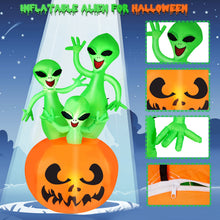 Load image into Gallery viewer, 6FT Halloween Inflatable Pumpkin Alien Blow Up Decor with Built-in LED Lights Outdoor