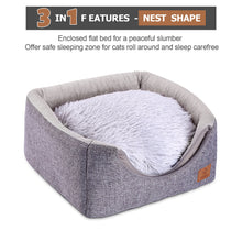 Load image into Gallery viewer, Ownpets Grey Cat Bed for Indoor Cats 3-in-1 Foldable Cat Cave Bed Cat Houses for Small Pets & Small Dogs
