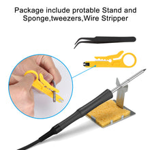 Load image into Gallery viewer, 50W Welding Soldering Iron with Thermostatic Digital-Controlled ESD soldering station,50 W Temperature Adjustable 180-450℃/356-842℉ with 1 Portable Stand, 1 Tweezers, 1 Wire Stripper & 1 Sponge
