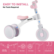 Load image into Gallery viewer, WELSPO Baby Balance Bike for 1 Year Old Boy and Girl First Birthday Gifts Pedal-less 3 Wheels Mini Bike, Young Toddlers Infant Walker for 12-36 Months (Pink)