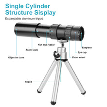 Load image into Gallery viewer, 4K 10-300X40mm Super Telephoto Zoom Portable Monocular Telescope with Tripod + Clip
