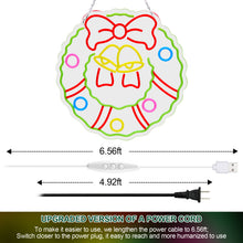 Load image into Gallery viewer, Christmas Wreath LED Neon Sign—Festive Decoration, 5 Brightness Levels, USB Powered, Energy Efficient, Ideal for Living Room, Bedroom, Christmas Party Decor