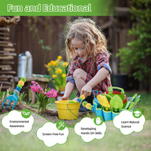 Load image into Gallery viewer, FITNATE Green Kids Garden Tools Set,6 PCS Garden Tools Including Watering Can, Shovel, Rake, Fork, Children Gardening Gloves and Garden Tote Bag, All in One Set