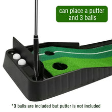 Load image into Gallery viewer, Indoor Golf Practice Mat Putting Green 8 Ft 250cm Mat Inclined Ball Return Fake Grass with 2 Holes + Putter + 3 Balls