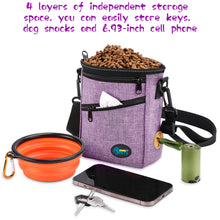 Load image into Gallery viewer, Ownpets Dog Training Pouch Pet Treat Training Pouch with Collapsible Bowl, Shoulder Strap & Waist Strap, Walking Fanny Pack for Dog Training Purple
