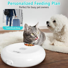 Load image into Gallery viewer, Ownpets Automatic Cat Feeder for Wet Food, with Stainless Steel Tray and 2 Ice Packs, 6 Meals Rechargeable Cat Food Dispenser for Cats Small Dogs