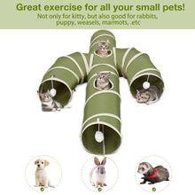 Load image into Gallery viewer, Ownpets Green 12 inch Diameter Cat Tunnel, Large Interactive Peek Hole Pet Tunnel Tube with Cat Wand Toy, Cactus-Shaped Cat Tunnel Toy