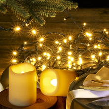 Load image into Gallery viewer, IMAGE Flameless Votive Candles 12 Pack 1.5 x 2 Inch Flickering 3D Wicks Battery Operated Candles, 250+ Hours Long Lasting LED Tea Lights with Remote Timer for Christmas Wedding Home Decor, Warm Yellow