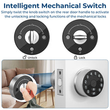 Load image into Gallery viewer, Keypad Door Knob Lock, Electronic Door Handle with Keypad and Key, Automatic Locking, User Managed, 100 Codes, For Office, Warehouse, Bedroom, Garage, Silver