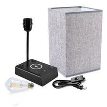 Load image into Gallery viewer, 3-in-1 Table Lamp Bedside Lamp with Wireless Charger USB Ports and AC Power Outlets Alarm Clock for Bedrooms Living Room