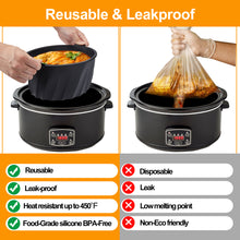 Load image into Gallery viewer, Slow Cooker Liners Compatible for Crock Pot 6 QT, 6 Quart Oval Slow Cookers, Reusable BPA Free Leak-proof Dishwasher Safe, 2PCS - Black&Grey