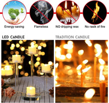 Load image into Gallery viewer, IMAGE 12Pcs Warm White Battery Tea Lights with Timer Flickering Candles with Decorative Fake Rose Petals