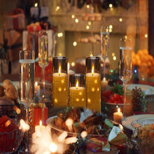 Load image into Gallery viewer, IMAGE Flickering Flameless Candles Battery Operated, Acrylic Shell Pillar 3D Wick LED Candles with 11-Key Remote Control Timer for Wedding Christmas Home Decor Set of 5