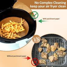 Load image into Gallery viewer, 200PCS 8" Air Fryer Silicone Liners and Paper Air Fryer Liner Disposable Round Parchment Paper, Non-Stick Wax Paper for Air Frying, Baking, Roasting Microwave and Oven