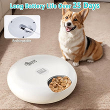 Load image into Gallery viewer, Ownpets Automatic Cat Feeder for Wet Food, with Stainless Steel Tray and 2 Ice Packs, 6 Meals Rechargeable Cat Food Dispenser for Cats Small Dogs