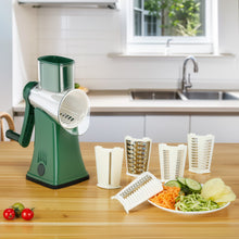 Load image into Gallery viewer, Multifunctional Cheese Grater 5-in-1 Stainless Steel Blade Set for Slicing, Shredding, and Grinding with an Enlarged Feeding Port