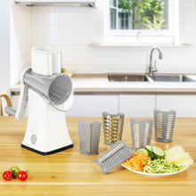 Load image into Gallery viewer, Multifunctional Cheese Grater 5-in-1 Stainless Steel Blade Set for Slicing, Shredding, and Grinding with an Enlarged Feeding Port, White