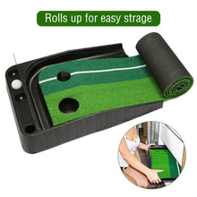 Load image into Gallery viewer, Indoor Golf Practice Mat Putting Green 8 Ft 250cm Mat Inclined Ball Return Fake Grass with 2 Holes + Putter + 3 Balls