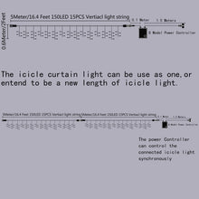 Load image into Gallery viewer, 5M/16.4FTx0.6M/2FT 150LED Extendable Fairy curtain Icicle Light 8 model connectable Icicle String Light