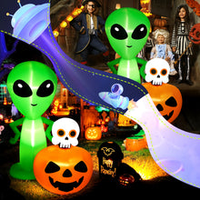 Load image into Gallery viewer, CAMULAND 6.8FT Halloween Inflatable Alien with Pumpkin Decorations Halloween Inflatable Blow Up Decor with Built-in LED Lights Outdoor Inflatable Decoration for Garden, Lawn, Yard
