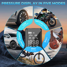 Load image into Gallery viewer, AGPtEK Tire Inflator Portable Air Compressor, 150PSI & 5000mAh Cordless Car Tire Inflator, 5 Modes Rechargeable Bike Pump with LED, Auto-Off Portable Air Pump for Cars, Bikes & Motorcycle Tires, Balls