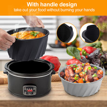 Load image into Gallery viewer, Slow Cooker Liners Compatible for Crock Pot 6 QT, 6 Quart Oval Slow Cookers, Reusable BPA Free Leak-proof Dishwasher Safe, 2PCS - Black&Grey
