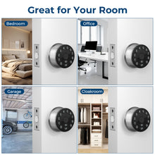 Load image into Gallery viewer, Keypad Door Knob Lock, Electronic Door Handle with Keypad and Key, Automatic Locking, User Managed, 100 Codes, For Office, Warehouse, Bedroom, Garage, Silver