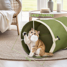 Load image into Gallery viewer, Ownpets Green 12 inch Diameter Cat Tunnel, Large Interactive Peek Hole Pet Tunnel Tube with Cat Wand Toy, Cactus-Shaped Cat Tunnel Toy