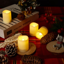 Load image into Gallery viewer, IMAGE Flameless Votive Candles 12 Pack 1.5 x 2 Inch Flickering 3D Wicks Battery Operated Candles, 250+ Hours Long Lasting LED Tea Lights with Remote Timer for Christmas Wedding Home Decor, Warm Yellow