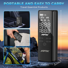 Load image into Gallery viewer, AGPtEK Tire Inflator Portable Air Compressor, 150PSI & 5000mAh Cordless Car Tire Inflator, 5 Modes Rechargeable Bike Pump with LED, Auto-Off Portable Air Pump for Cars, Bikes & Motorcycle Tires, Balls