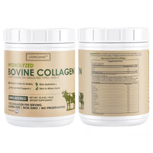 Load image into Gallery viewer, Livinganic Hydrolyzed Bovine Collagen,15.9oz Types I & III, Grass-Fed, Pasture-Raised Protein, Zero Sugar Supplement for Healthy Skin, Nails, Bones & Joints Unflavored 41 Servings