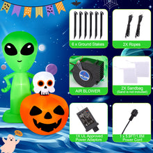 Load image into Gallery viewer, CAMULAND 6.8FT Halloween Inflatable Alien with Pumpkin Decorations Halloween Inflatable Blow Up Decor with Built-in LED Lights Outdoor Inflatable Decoration for Garden, Lawn, Yard