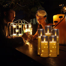 Load image into Gallery viewer, IMAGE Flickering Flameless Candles Battery Operated, Acrylic Shell Pillar 3D Wick LED Candles with 11-Key Remote Control Timer for Wedding Christmas Home Decor Set of 5