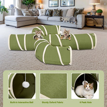 Load image into Gallery viewer, Ownpets Green 12 inch Diameter Cat Tunnel, Large Interactive Peek Hole Pet Tunnel Tube with Cat Wand Toy, Cactus-Shaped Cat Tunnel Toy