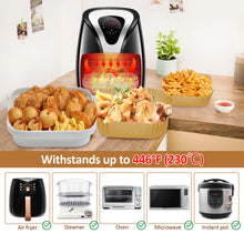 Load image into Gallery viewer, 200PCS 8" Air Fryer Silicone Liners and Paper Air Fryer Liner Disposable Square Parchment Paper, Non-Stick Wax Paper for Air Frying, Baking, Roasting Microwave and Oven