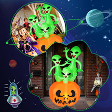 Load image into Gallery viewer, 6FT Halloween Inflatable Pumpkin Alien Blow Up Decor with Built-in LED Lights Outdoor