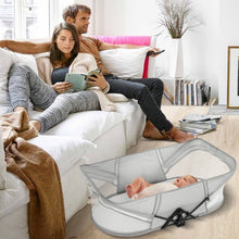 Load image into Gallery viewer, Travel Baby Bassinet Portable Baby Bed for Newborn Infants Folding Bedside Bed Crib with Mosquito Net Canopy Grey