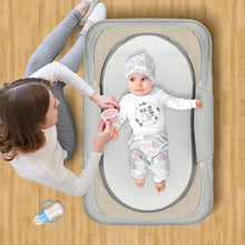 Load image into Gallery viewer, Travel Baby Bassinet Portable Baby Bed for Newborn Infants Folding Bedside Bed Crib with Mosquito Net Canopy Grey