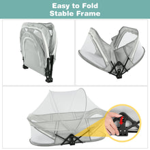 Load image into Gallery viewer, Travel Baby Bassinet Portable Baby Bed for Newborn Infants Folding Bedside Bed Crib with Mosquito Net Canopy Grey