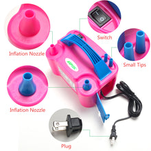 Load image into Gallery viewer, AGPtek Portable High Power Air Electric Balloon Pump with Two Nozzle Rose Red